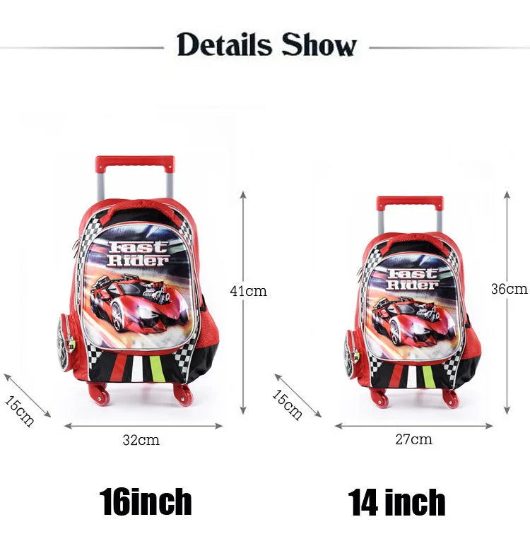 Детский рюкзак с колесами ученик начальной школы Сумка на колесиках для мальчиков 3D мультфильм гоночный автомобиль сумки для книг Mochila Escolares infantil