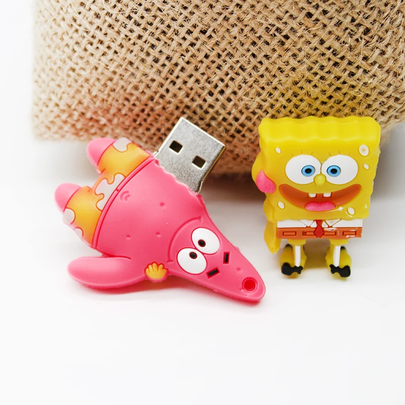 AIBOULLY Usb 2,0 флэш-накопитель карта памяти 64 ГБ милый флеш-накопитель Губка Боб Патрик USB флэш-накопитель 32 ГБ 16 ГБ 8 ГБ 4 ГБ