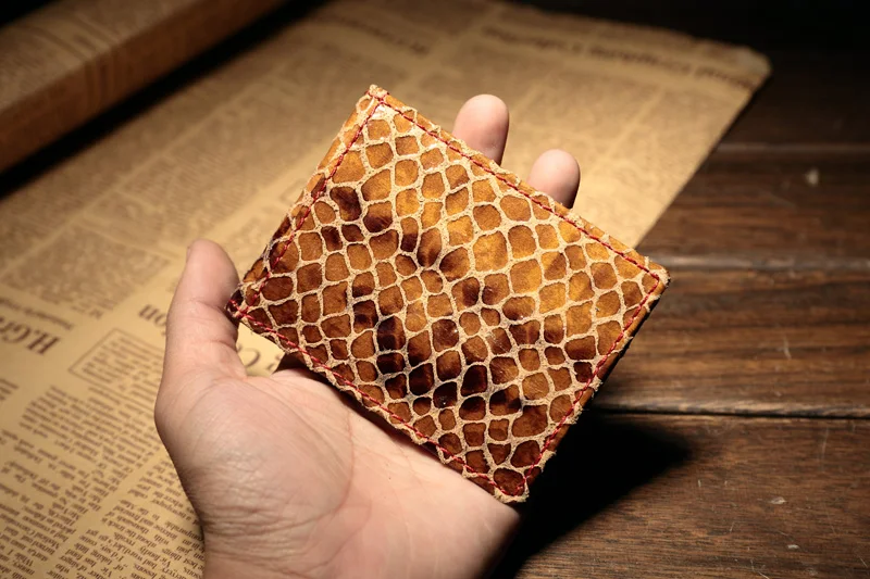 Snake Pattern Yellow Brown Horizonal  Credit card holder ID holder and driver license bag (1)