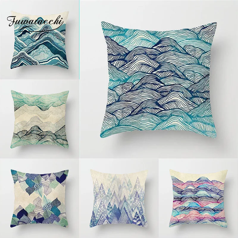 

Fuwatacchi Ink style Painting Cushion Covers Mountain Stone Geometric Pillow Case Decorative Home Sofa Chair Pillowcases