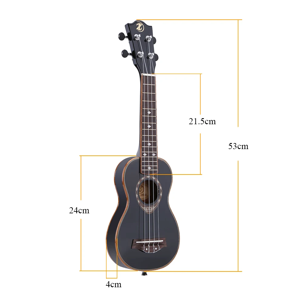 Лидер продаж! Высокое качество 2" сопрано Гавайские гитары укулеле Изысканный 4 Strings ель Ukelele ультратонкие специальный черный Цвет нежный Дизайн