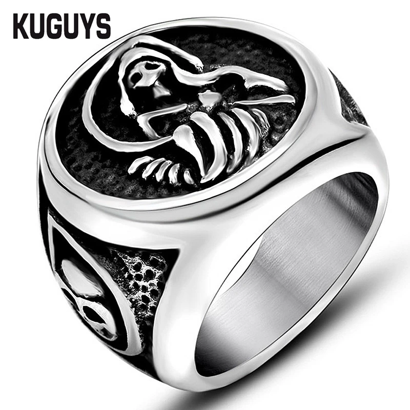 KUGUYS Biker Rings Mens Skull Jewelry Men Motorcycle Gangs Motobike