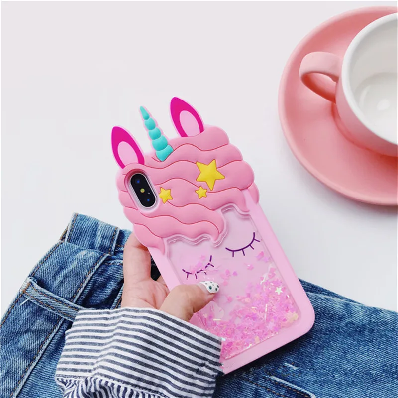 3D Единорог силиконовый динамический песок мягкий чехол для OPPO A37 A39 A57 A59 A73 A79 F1S F5 F7