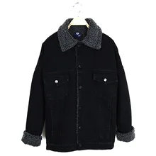 Для женщин овечьей шерсти подкладка одноцветное пальто Джинсовая куртка Для женщин Зимняя джинсовая куртка для Для женщин Джинсы для женщин куртка женский, черный деним Пальто для будущих мам