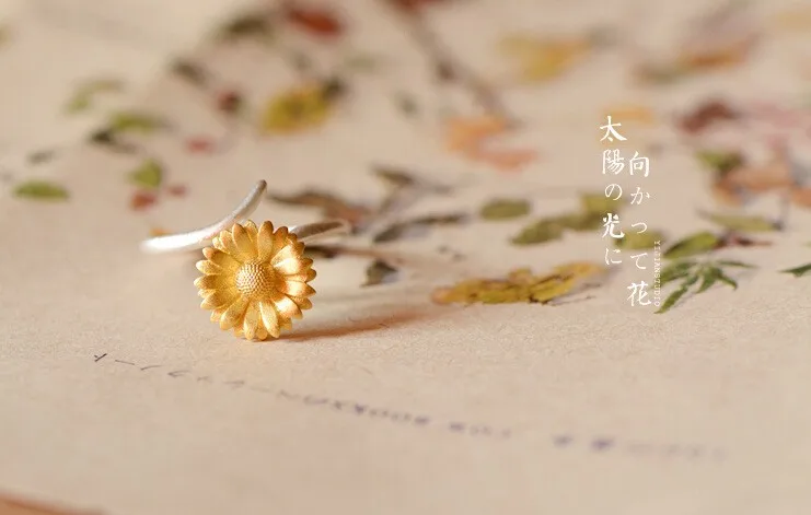 925 серебряные кольца с подсолнечником для женщин ювелирные изделия кольца на палец для вечеринки подарок на день рождения
