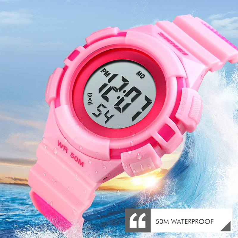 SKMEI детские часы водонепроницаемые хронограф детские наручные часы модный спортивный браслет Роскошный светящийся светодиодный электронный будильник
