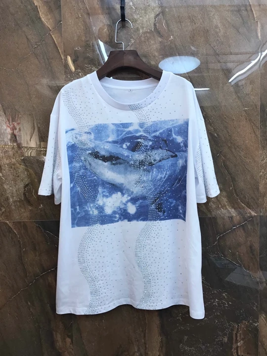 Col De ongles Printemps shirt T Coupe Femmes Nouvelles Courtes Lourd Court Manches Travail Rond 2019 À T Impression w0RqR5