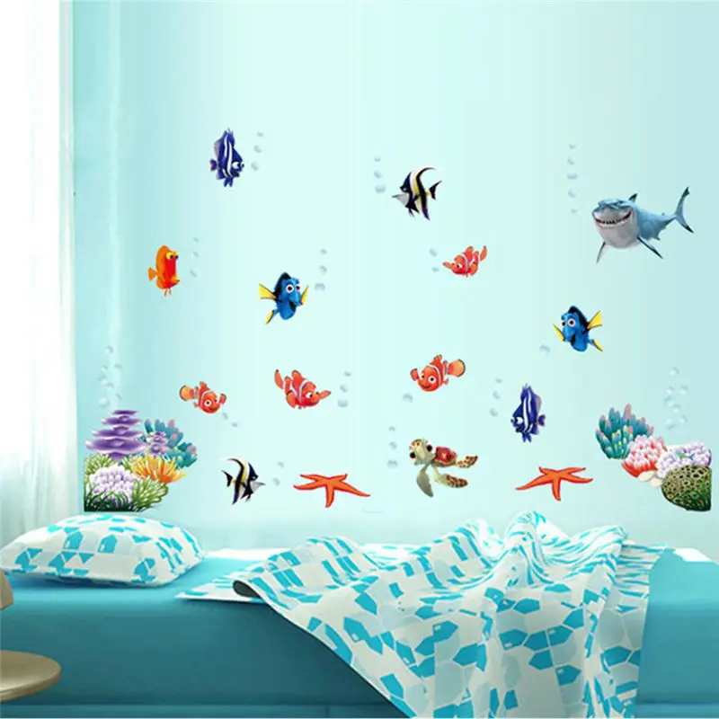 underwater fish 3d stickers wall decals nursery removable mural art