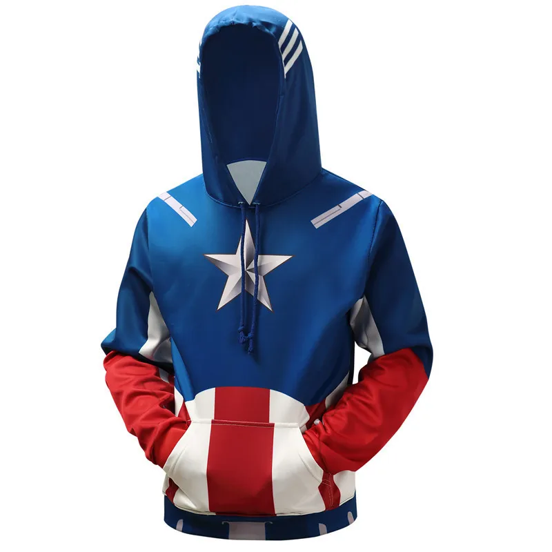 

Movie America Captain Print 3D Jackets Hoodies Men Women Streetwear Long Sleeve Sweatshirts With Cap Big Pocket Coat Jacket Tops