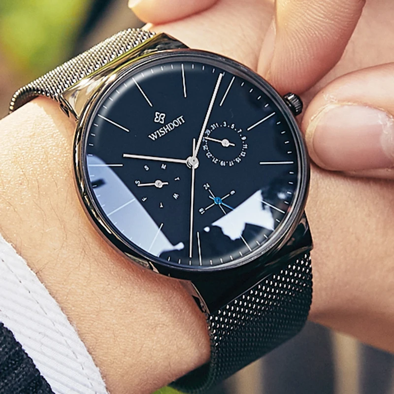 

WISHDOIT Men's Watches Top Brand Luxury Quartz Watch Men Fashion Slim Ultra-thin Waterproof Sport Watch Relogio Masculino 6802