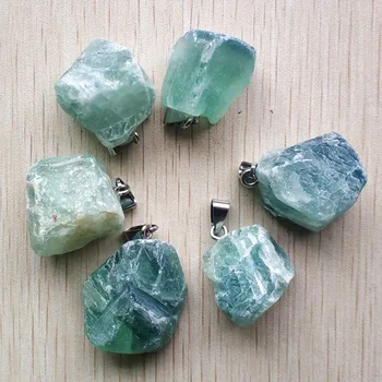 

2019 New fashion good quality natural fluorite Irregular shape pendants for jewelry necklaces making 6pcs/lot Wholesale free