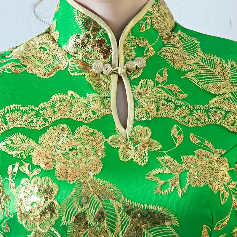 Синий Свадебная вечеринка Cheongsam Восточный вечернее платье Китайская традиционная Женская Элегантный Qipao пикантные длинный халат Ретро Vestido