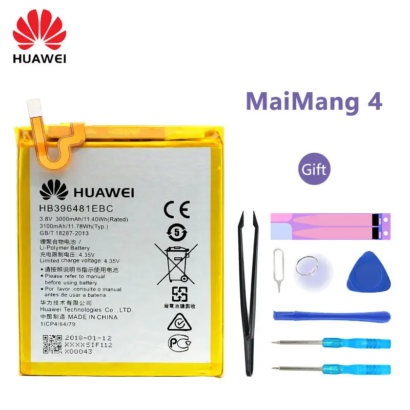 

Original Huawei Battery HB396481EBC 3000mAh for Huawei MaiMang 4 / HONOR 5X / ASCEND G7 PLUS / G8 / G8X RIO L03 -UL00/TL00/AL00