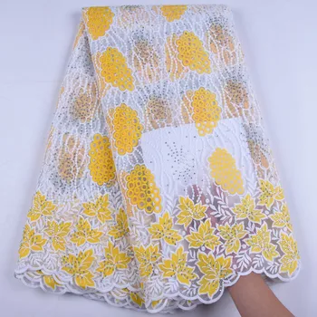 

African Lace Fabric Embroidered Nigerian Cotton Lace For Wedding High Quality 2019 French Tulle Lace Fabric With Stones A1644