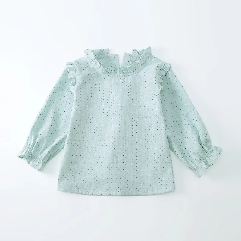

Toddler Girl Shirts Spring Autumn Fashion Cute Girls Blouse Long Sleeve Peter Pan Collar Ruffles Baby Kids Clothes DQ742