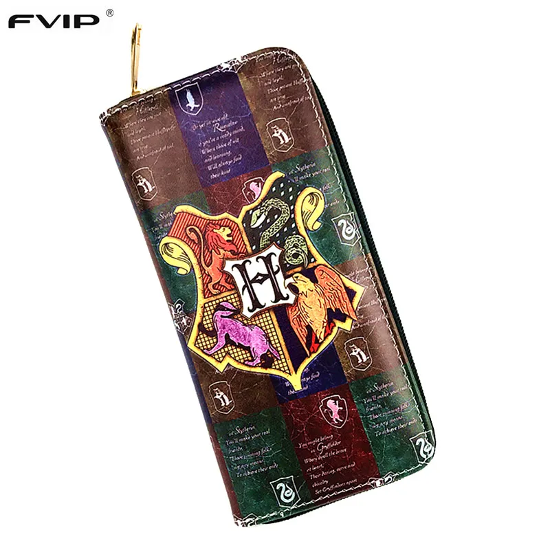 

FVIP High Quality Anime Cartoon Harry Potter Long Wallet Hogwarts Gryffindor Wallet Men Women Purse Long With Card Holder