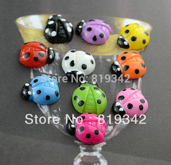 

Free Shipping 100pcs Random Mixed Resin Ladybug Flatback Cabochon Craft For Scrapbook 14x 16mm