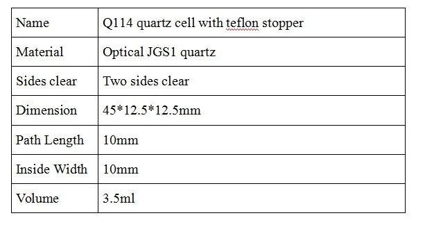 Q114 две стороны чистая стандартная кварцевая кювета с тефлоновой пробкой