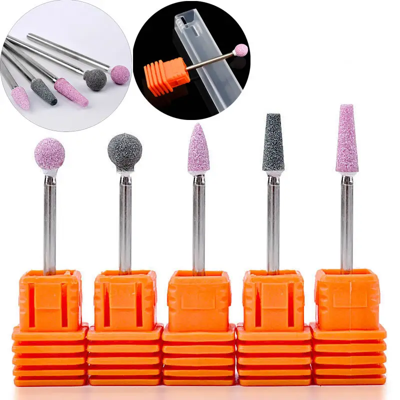 5pcs Ceramic Stone Nail Drill Bit 3/32" Rotary Burr Cuticle Clean Mill