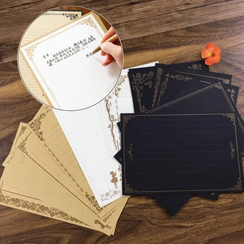

OOTDTY 8 Sheets Vintage Retro Design Writing Stationery Paper Pad Note Letter Set