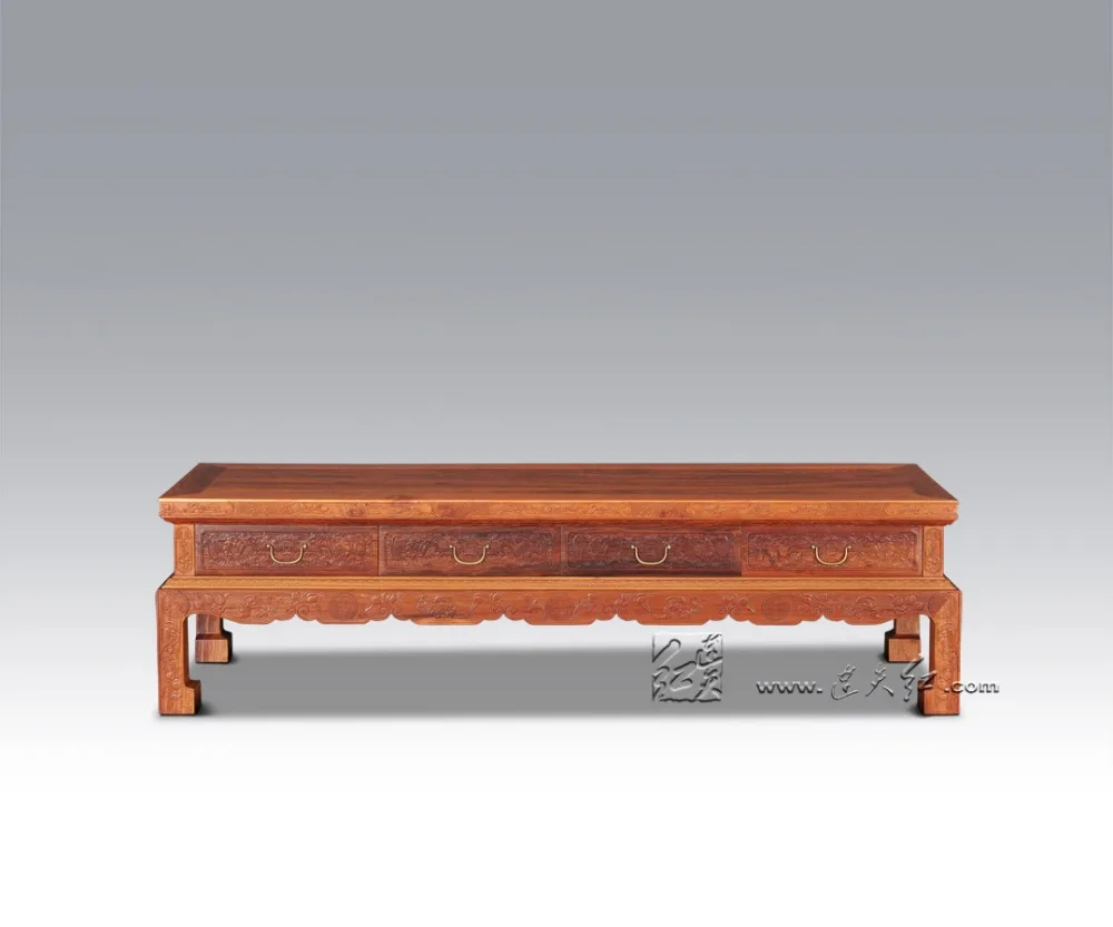 2 متر * 0.5 متر غرفة المعيشة التلفزيون الجدول روزوود المنزل الأثاث Padauk نحت Consold الجانب مكتب الصينية نمط Calssical ريدوود التلفزيون مجلس الوزراء