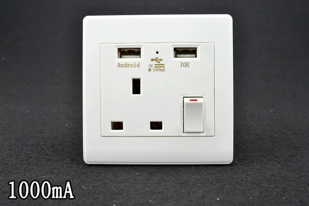 Новинка 2017 года стенная розетка на 2-портный Dual USB вилка стандарта Великобритании