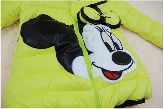 Menina dos Desenhos Animados com Capuz Cabolsa para 3-6 Meninas Moda Jaquetas Crianças Roupas Mickey Minnie Outerwear Topos Inverno Algodão Anos 28 menina dos desenhos animados com capuz outerwear