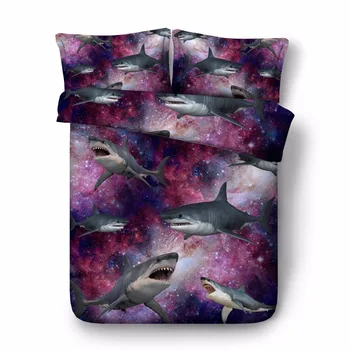 

3D printed animal sharks comforter bedding sets single twin double full queen king cal king purple galaxy duvet cover set 3/4pcs