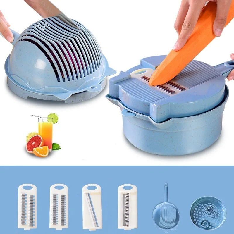 

New Vegetable Cutter with Stainless Steel Blade Salad Kitchen Gadget Multi-function Slicer Cutting Vegetable Grater Creative