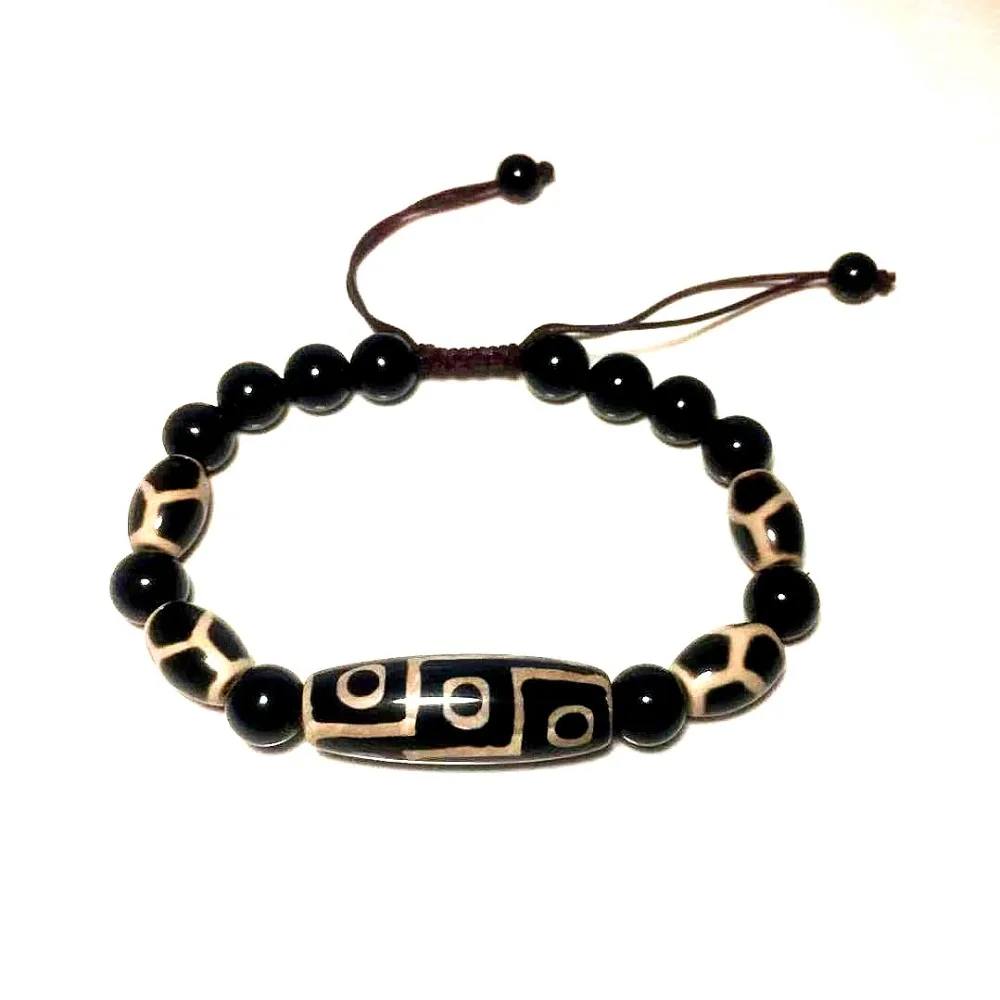 

Agate Tortoiseshell 9 eyes Fengshui DZI black&white Tortoiseshell beads woven bracelet men and women jewelry Free Shipping