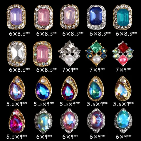 Arte do Unha Autocollant para Unha Liga Glitters Unha Gemas Gota Strass Sinfonia Arte Redonda Pérolas Jóias Unhas 100 Pcs