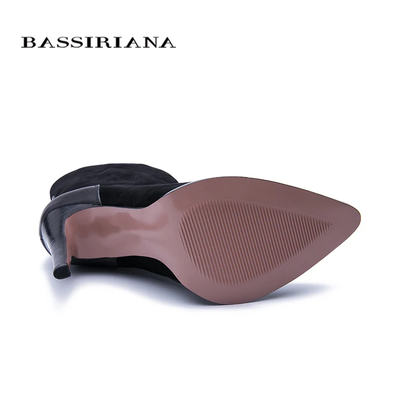 BASSIRIANA/Новинка, пикантные Модные женские ботинки на молнии, ботинки на высоком каблуке, женские ботинки с острым носком, цвет черный, Размеры 35-40