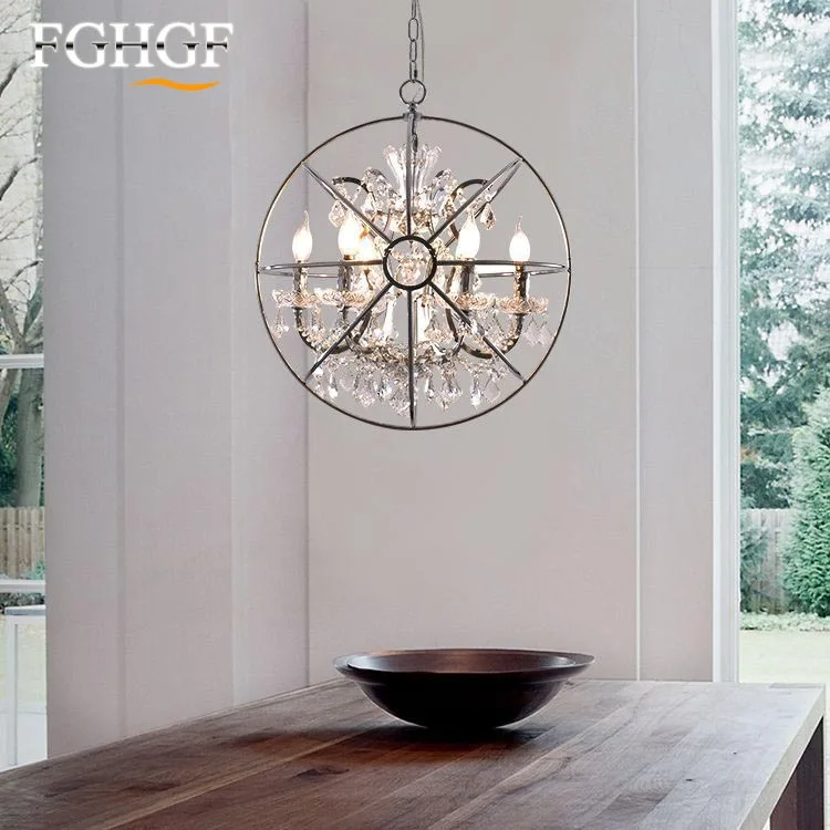 Retro Orb Crystal Chandelier Lighting Smoky Cristal Chandeliers Hanging Light Fixture for Living and Dining Room Decoration (1)