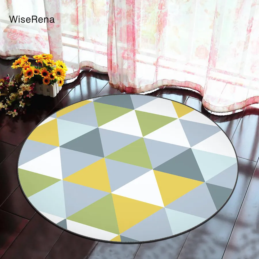 

15 Styles Modern Geometric Round Carpet Living Room Bedroom Parlor Rugs Chair Table Non-slip Toilet Bathroom Mat Home Use tapete