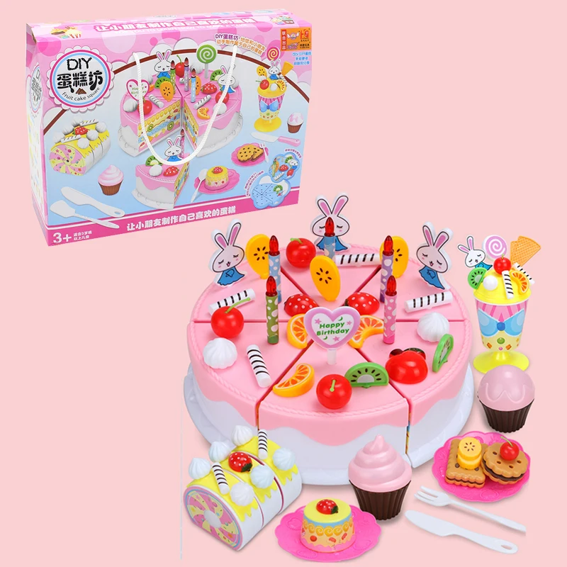 DIY Fruitcake 87 шт./компл. набор посуды фруктовое пирожное на день рождения Дети ролевые игры игрушки кухонный набор Детская игрушка обучающая сборка