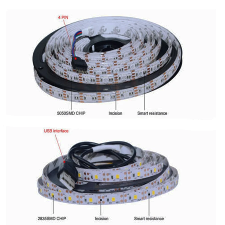 ТВ Подсветка RGB Светодиодные ленты 5050 Водонепроницаемый DC5V USB светодиодный лента