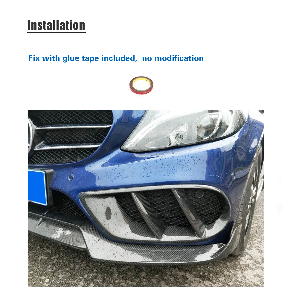 W205 Exterior de fibra de carbono parachoques delantero de salida de aire cubierta de rejilla para Mercedes Benz C43 AMG C180 C200 Sport 2015-2019 W205 Exterior de fibra de carbono parachoques delantero de salida de aire cubierta de rejilla para Mercedes Benz C43 AMG C180 C200 Sport 2015-2019