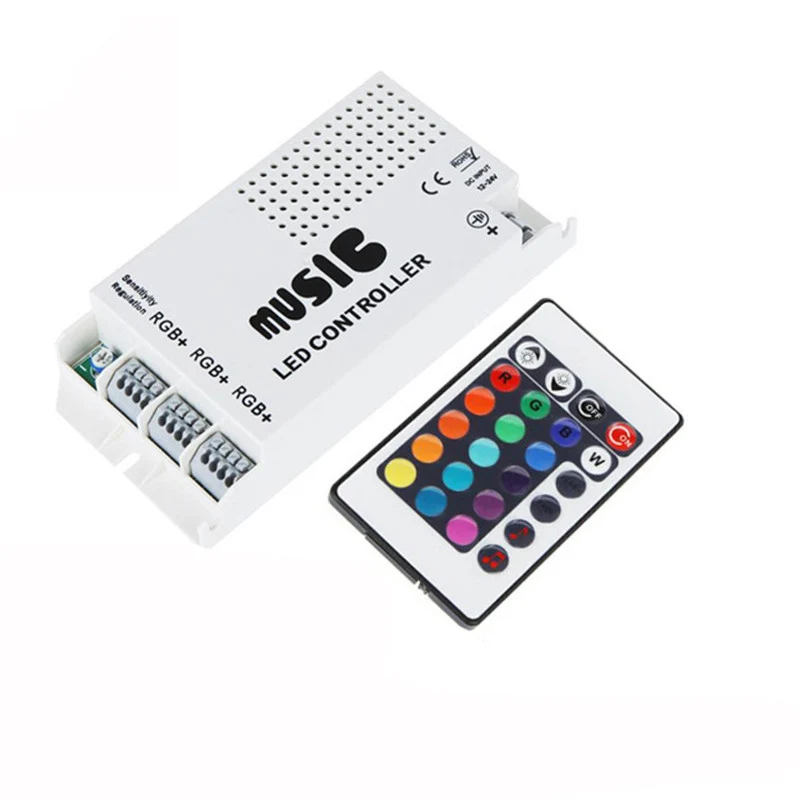

DC12-24V Music controller IR remote sound activated 24Key remote RGB controller for 5050 3528 2835 RGB LED Strip
