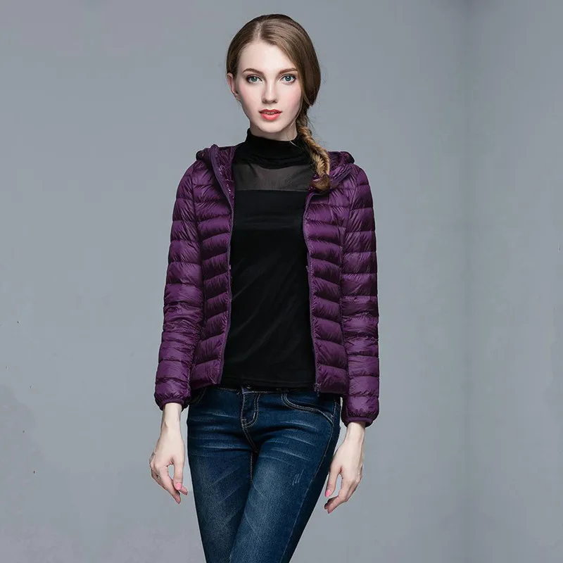 

Spring and Autumn New Light Down Garments, Women's Standing Collar Short, Self-cultivation Large Down Garments