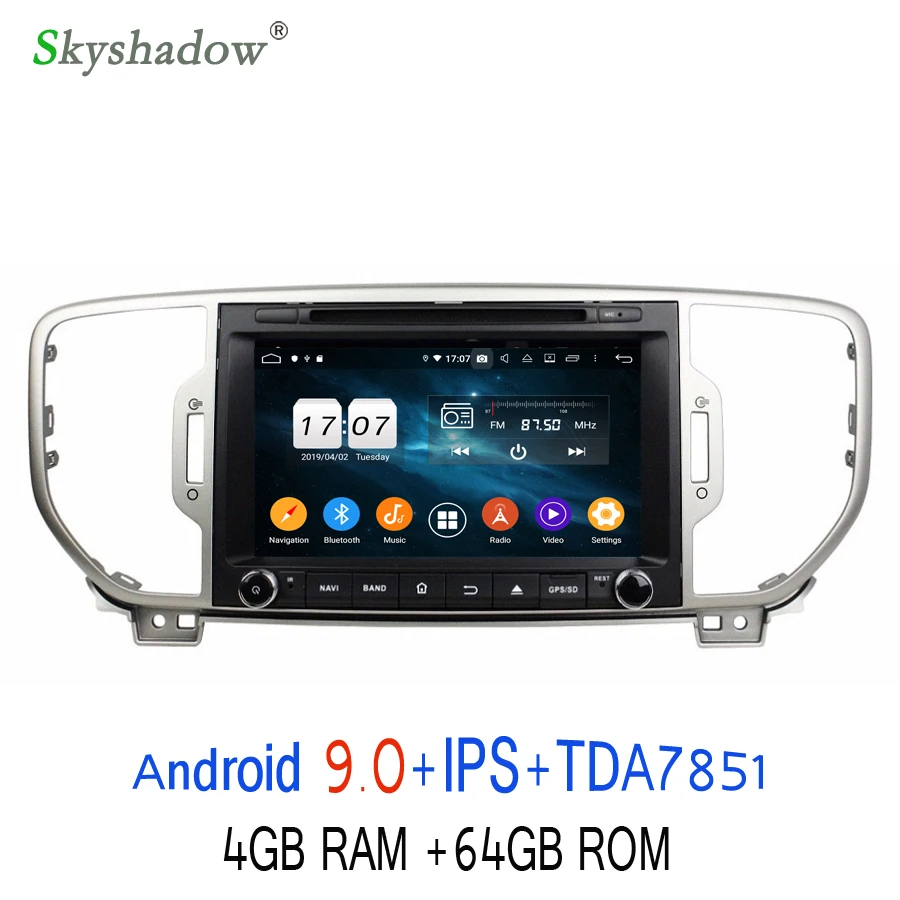 Cheap IPS HD TDA7851 Android 9.0 For kia Sportage 2016 2017 8 Core 4GB + 64GB Bluetooth 4.2 Wifi GPS Glonass Map Car DVD Player Radio 3