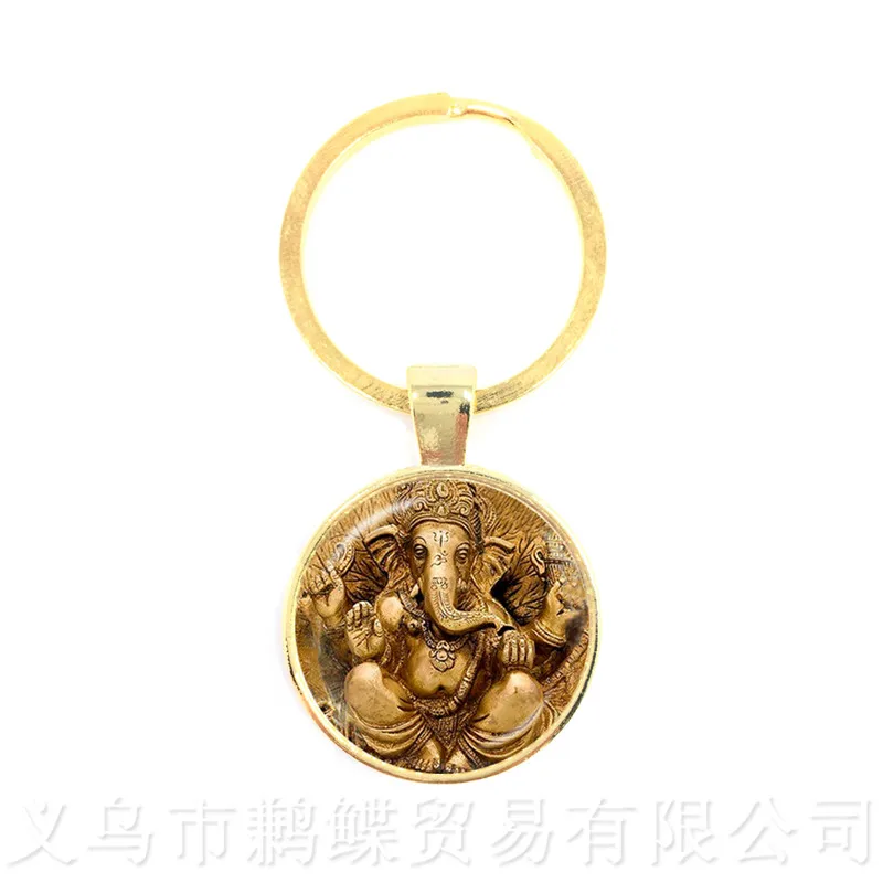 Новинка 2018 классические 25 мм брелоки Ganesha Будда слон стеклянные с куполом мужские