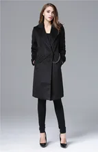Celebrity Fashion Style Extra Long Design Woolen Jacket, Metal Chain Decorated Long Winter Wool Coat