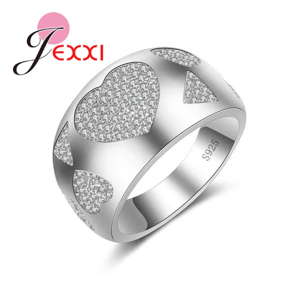 JEXXI New Brand 925 Sterling Silver Rings Clear CZ Diamant Engagement Wedding Ring Silver Jewelry for Women Birthday Gift