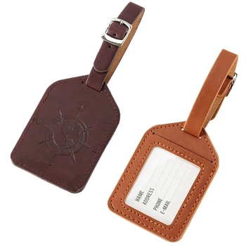 

Practical Anti-lost Adjustable Buckle Portable PU Leather Label Bag Luggage Tag Vintage Style Travel Carrying Lightweight