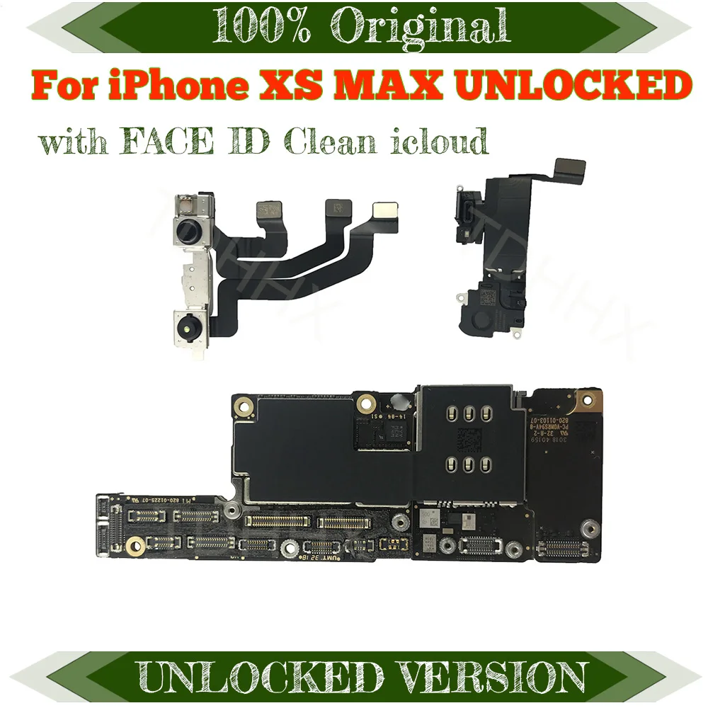 

100% Original unlocked for iphone Xs MAX Motherboard without with FACE ID for iPhone xs max Logic Board with IOS all function