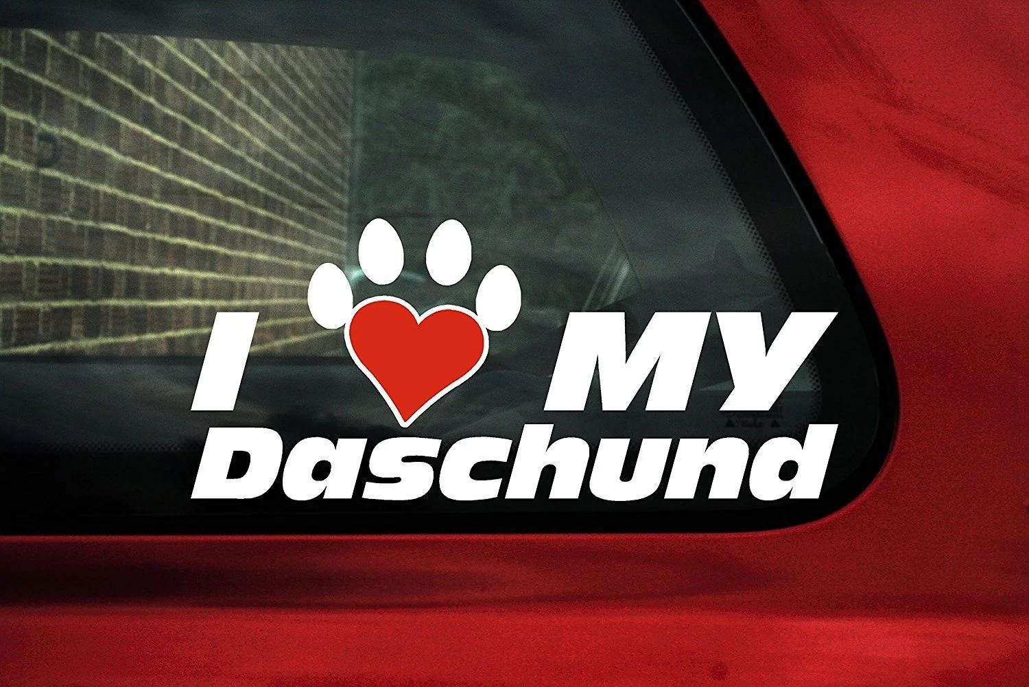 I Love my Daschund, Виниловая наклейка в виде лапы для собак в форме сердца 15 см