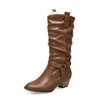 

New winter comfortable square with round head size code with 32 1897-50 barrel knight boots for women