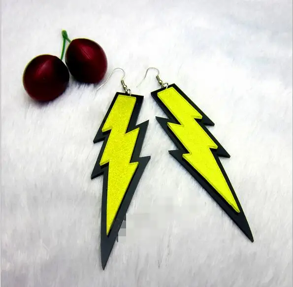 

2017 new fashion simple style lightning drop earrings for men women unisex party club jewelry colorful lightning earrings