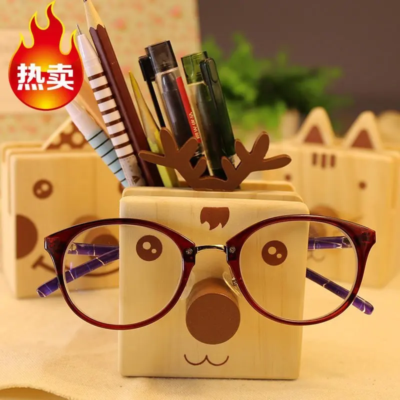 Creative office supplies wooden multifunctional storage box pen holders
