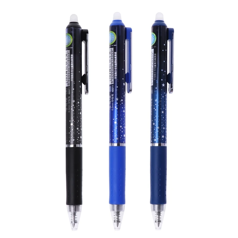 

0.5mm Outer Space Press Erasable Gel Pen Blue Black Ink Office School Stationery